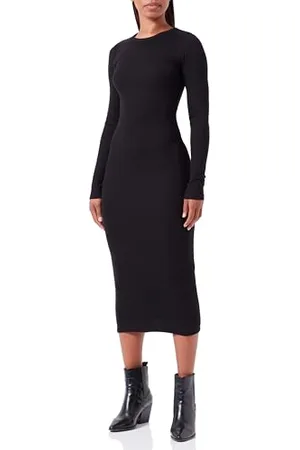 JACK & JONES JACK&JONES Damska sukienka JXFOREST STR LS Rib Dress JRS, czarna, S, , S