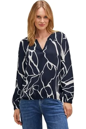 Street one Drukowana bluza z rozciętym dekoltem w tap, , 36