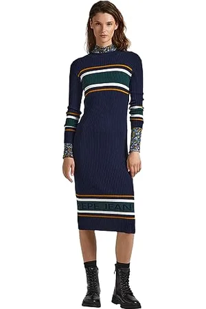 Pepe Jeans Damska sukienka midi Evelina, Niebieski (Dulwich), XL