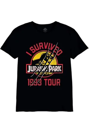 Jurassic Park "I Survived BOJUPAMTS048 Koszulka chłopięca, czarna, rozmiar 8 lat, , 8 lat