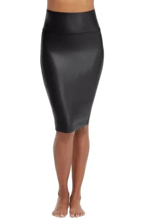 Spanx Spódnica ołówkowa ze sztucznej skóry, Negro, XL