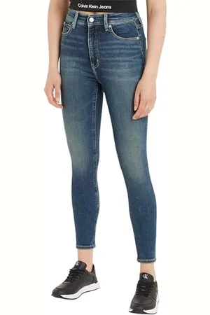 Calvin Klein Jeans Damskie spodnie do kostki z wysokim stanem Super Skinny Denim, 27, , 27W