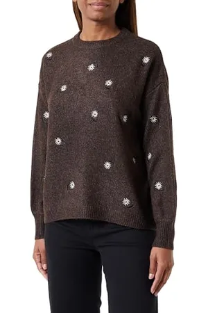 Kaffe Damski pulower Embroidered 3/4 Długość rękawów Crew Neck Casual Fit, , M
