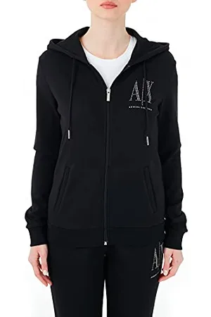 Armani Exchange Studded Icon Zip Up bluza damska z kapturem, , S