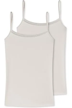 Schiesser Damen 2 PACK Spaghettitop Unterhemd mit Spitze - Cotton Mix