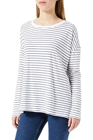 LTB Jeans Damska koszulka z długim rękawem, granatowe białe paski, XS, , XS