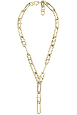 Fossil Heritage D-Link błyszczący łańcuszek damski w kształcie litery Y stal szlachetna kolor złoty, JF04583710, Length: 443mm, Width: 27.9mm, Stal nierdzewna, Bez kamieni szlachetnych