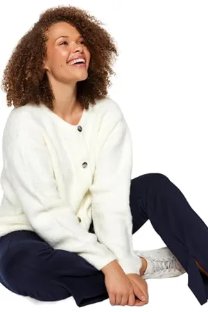 Trendyol FeMan Luźny krój Basic Crew Neck Dzianina Plus Size Kardigan, , 4XL, , 4XL Duże rozmiary