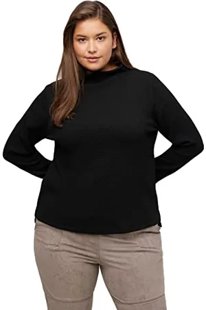 Ulla Popken Bluza damska, teksturowana powierzchnia, czarna, normalna