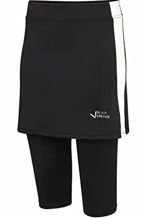 Black Crevice Damskie spodnie do fitnessu ze spódnicą, sportowe legginsy ze spódnicą, 92% poliester i 8% spandex, podkreślające figurę spodnie ze spódnicą, legginsy ze spódnicą tenisową do uprawiania