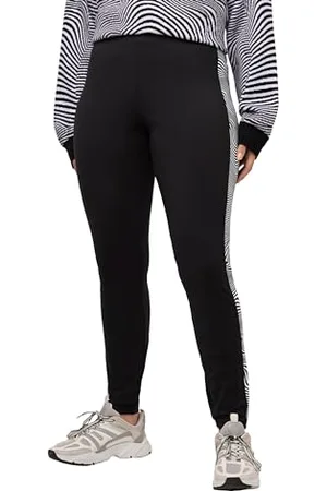 Ulla Popken Damskie duże rozmiary, termofunkcyjne legginsy w paski boczne, , 40W / 32L