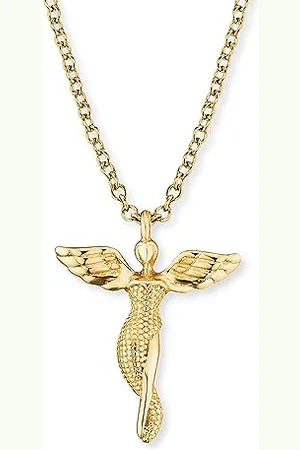 Engelsrufer Damen Halskette aus vergoldetem Sterling Silber mit Engel Anhänger, Karabinerverschluss, in zwei Längen verstellbar, nickelfrei, ERN-LILANGEL-G
