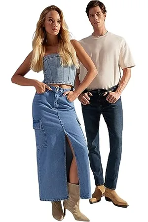 Trendyol Damska prosta spódnica Maxi One Line, , 32