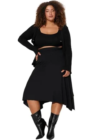 Trendyol Damska spódnica midi o linii A w rozmiarze plus size, , 4XL