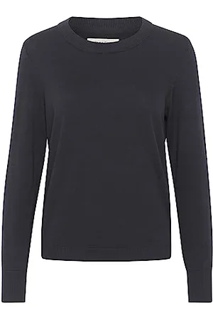 Part Two Damski sweter z długim rękawem Slim Fit Crew Neck Striped Hip Length, , S