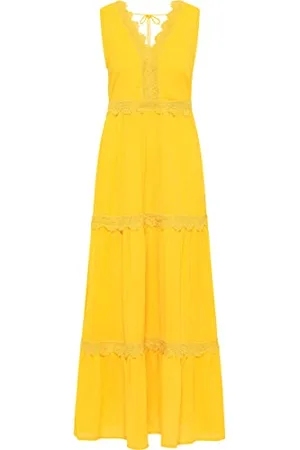 IZIA Damska sukienka spaghetti Maxi 19323490-IZ01, żółta, M, , M