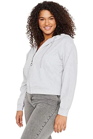 Trendyol Damska prosta bluza z długimi rękawami, oversize, rozmiar plus size, , XL