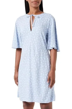 Benetton Sukienka damska 4yrndv04g, jasnoniebieska wzorzysta 77a, S, , S