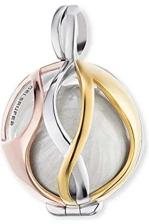 Engelsrufer Paradise Anhänger für Damen 925er Sterlingsilber Tricolour gelb- und rosévergoldet mit perlmuttweißer Klangkugel 18 mm