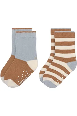 LÄSSIG LÄSSIG Skarpety dziecięce i niemowlęce unisex, skarpety antypoślizgowe, jasnoniebieskie, karmelowe, 19-22 E