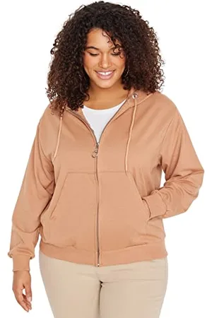 Trendyol Damska prosta bluza z długimi rękawami, regularna bluza w rozmiarze plus size, , 3XL