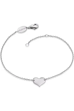 Engelsrufer Damen Armband silber aus Sterling Silber und schlichtem Herz Anhänger silber - Karabinerverschluss - in zwei Längen verstellbar - nickelfrei