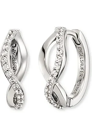 Engelsrufer Creolen Paradise Ohrringe für Damen aus 925er Sterlingsilber, Zirkonia, rhodiniert, Clipverschluss, 16,5 mm, nickelfrei, Allergiker geeignet, ERE-PARADISE-ZI-CR