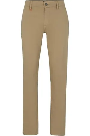 HUGO BOSS Męskie spodnie Schino-Slim D Slim-fit z rozciągliwej bawełny satynowej brązowej, Brązowy, 42