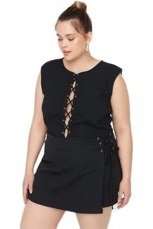 Trendyol Plus Size szorty i bermudy - czarne - normalna talia, czarne, 42