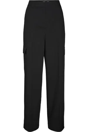 VERO MODA Bestseller A/S Damskie spodnie VMZELDA HR Straight Cargo Pant NOOS, czarne, 38/32, , 38W / 32L