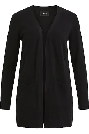 Object Damski sweter z dzianiny otwarty, (Black Black), XL