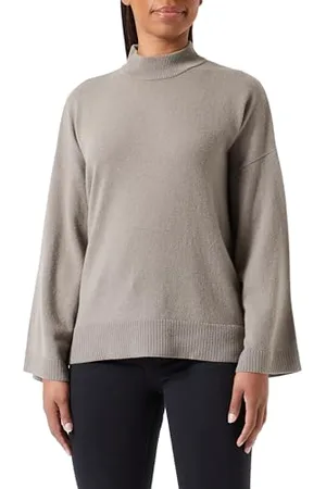 Kaffe Damski sweter z dzianiny turtleneck luźny krój szerokie rękawy Rib Knit Krawędzie, , L