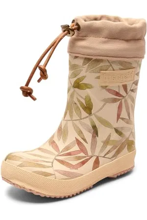 Bisgaard Unisex Thermo Rain Boot dziecięcy, Beżowe Leaves, 26 EU