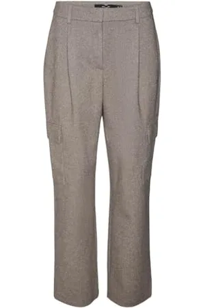 VERO MODA VMPIA MR Straight Herringbone Pant, Jasnoszary melanż/szczegóły: śledzie, 36W / 30L