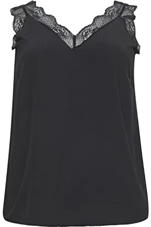 Kaffe Damska plus rozmiar topSleeveless koronkowa kamizelka czołgowa top, czarna głęboka, 50