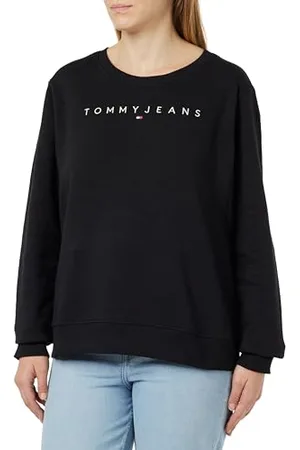 Tommy Hilfiger Damskie bluzy Reg Linear Crew Ext, czarne, XL, , XL