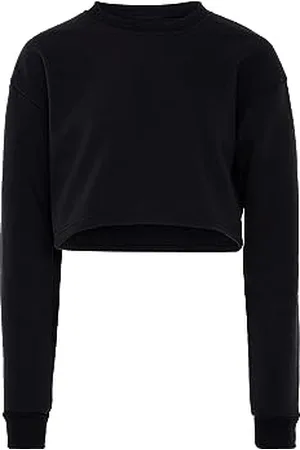 Blonda Damska bluza z długim rękawem ze 100% poliestru, z okrągłym dekoltem, czarna, rozmiar XS, , XS