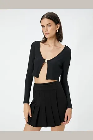 Koton Damska wiskoza Mix Zipper Detail Medium Rise Mini Pleated Skirt, , S