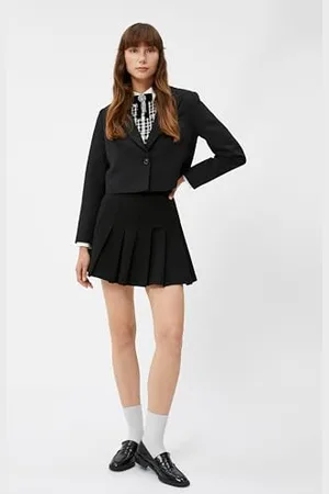Koton Damska spódnica z zamkiem błyskawicznym Viscose Mix Detail Mini Pleated Skirt, , S