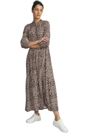 Cream Damska Maxi Band Kołnierz Ściągacz Talia 3/4 Rękawy Buttons Sukienka, , L EU, , L