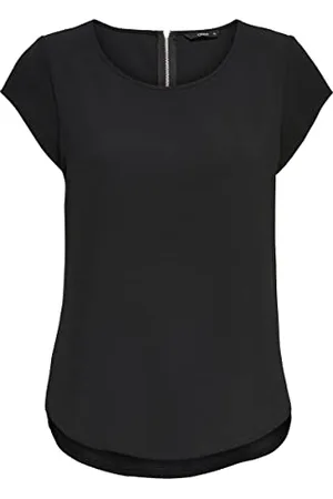 ONLY Damska jednokolorowa bluzka z krótkim rêkawem, podstawowy dekolt, koszulowa bluzka T-shirt, góra ONLVIC, Colours: , Size:42