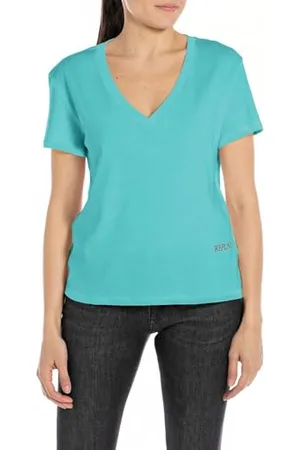 Replay Damska koszulka oversize, krótki rękaw, kolekcja Pure Logo, , L