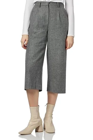 VERO MODA VMLIZZIE HR Culotte śledzie, Ciemnoszary melanż/paski: zielony, 38