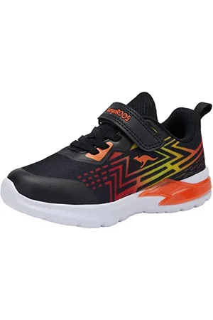 KangaROOS Unisex K-SL Arouser EV Sneaker, Jet Black/neon orange, rozmiar 35 EU, , 35 EU