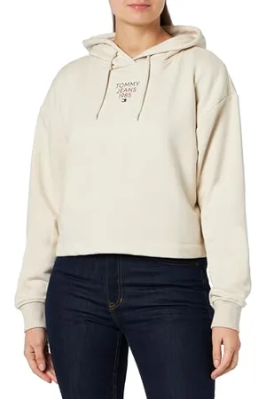 Tommy Hilfiger Damskie bluzy z kapturem RLX Essential Logo1 z kapturem, beżowe, L, , L