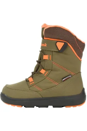 Kamik Chłopięce unisex dziecięce buty zimowe Stance2, oliwkowe pomarańczowe Olo, 28 EU, , 28 EU