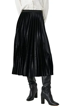 Koton Damska spódnica satynowa Pleated Midi Skirt Rock, , XS