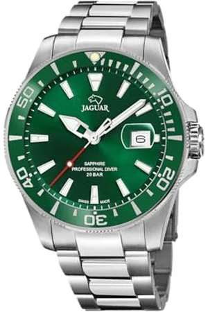Jaguar Model zegarka J860 / B z kolekcji Executive, 43,5 mm zielona obudowa ze stalowym paskiem dla mężczyzn J860/B