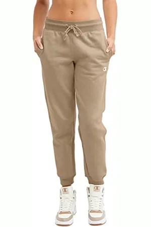 Champion Damskie spodnie dresowe z polaru odwróconego splotu, bawełniane spodnie dresowe, logo C, 74 cm Inseam, Country Walnut, S, , S