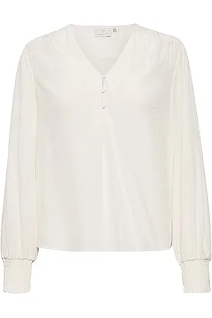 Kaffe Damska bluzka V-Neck Button Fastening Długie Rękawy Casual Fit Hip Length, , 40